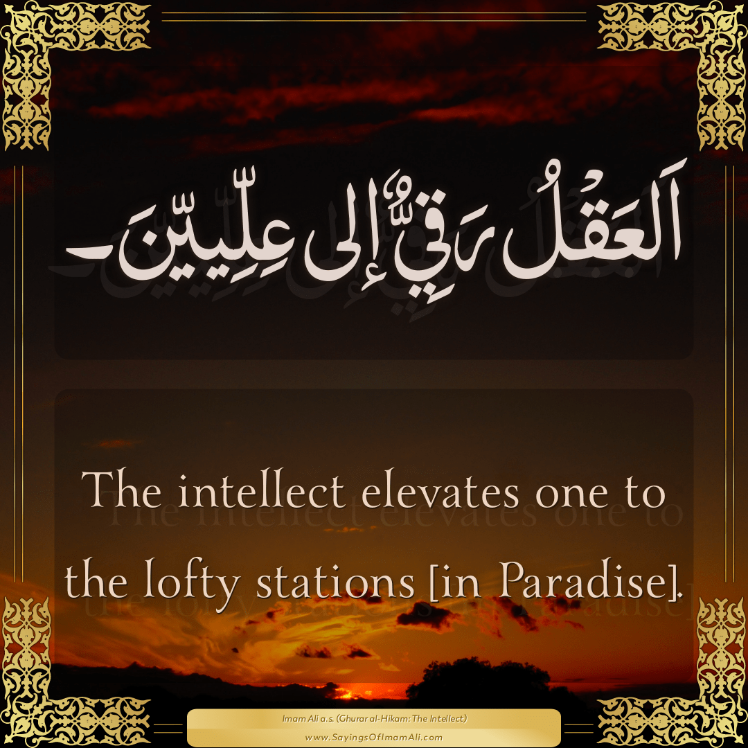 The intellect elevates one to the lofty stations [in Paradise].